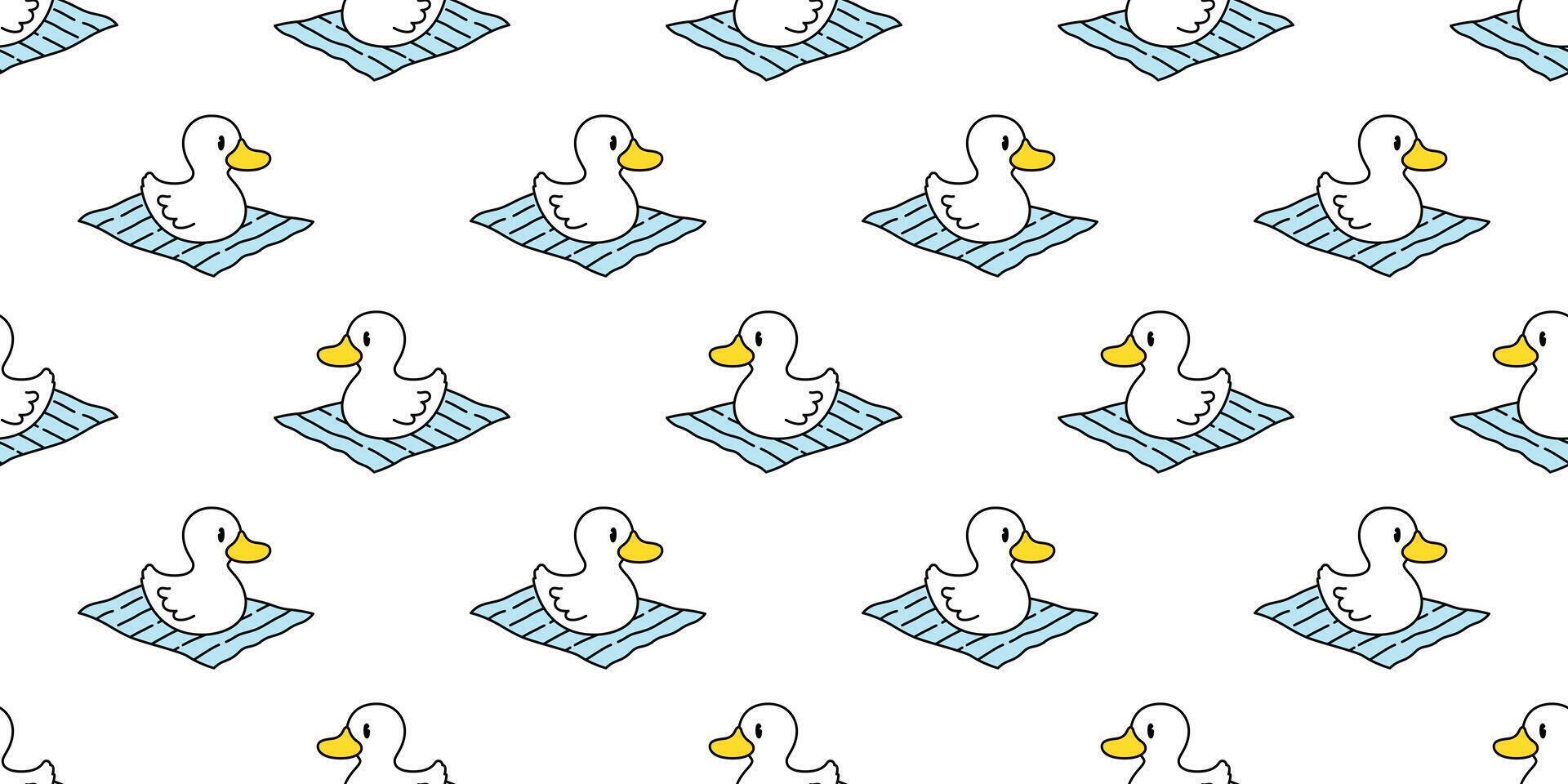 duck seamless pattern vector rubber duck bird farm beach towel cartoon scarf isolated repeat wallpaper tile background illustration animal doodle design