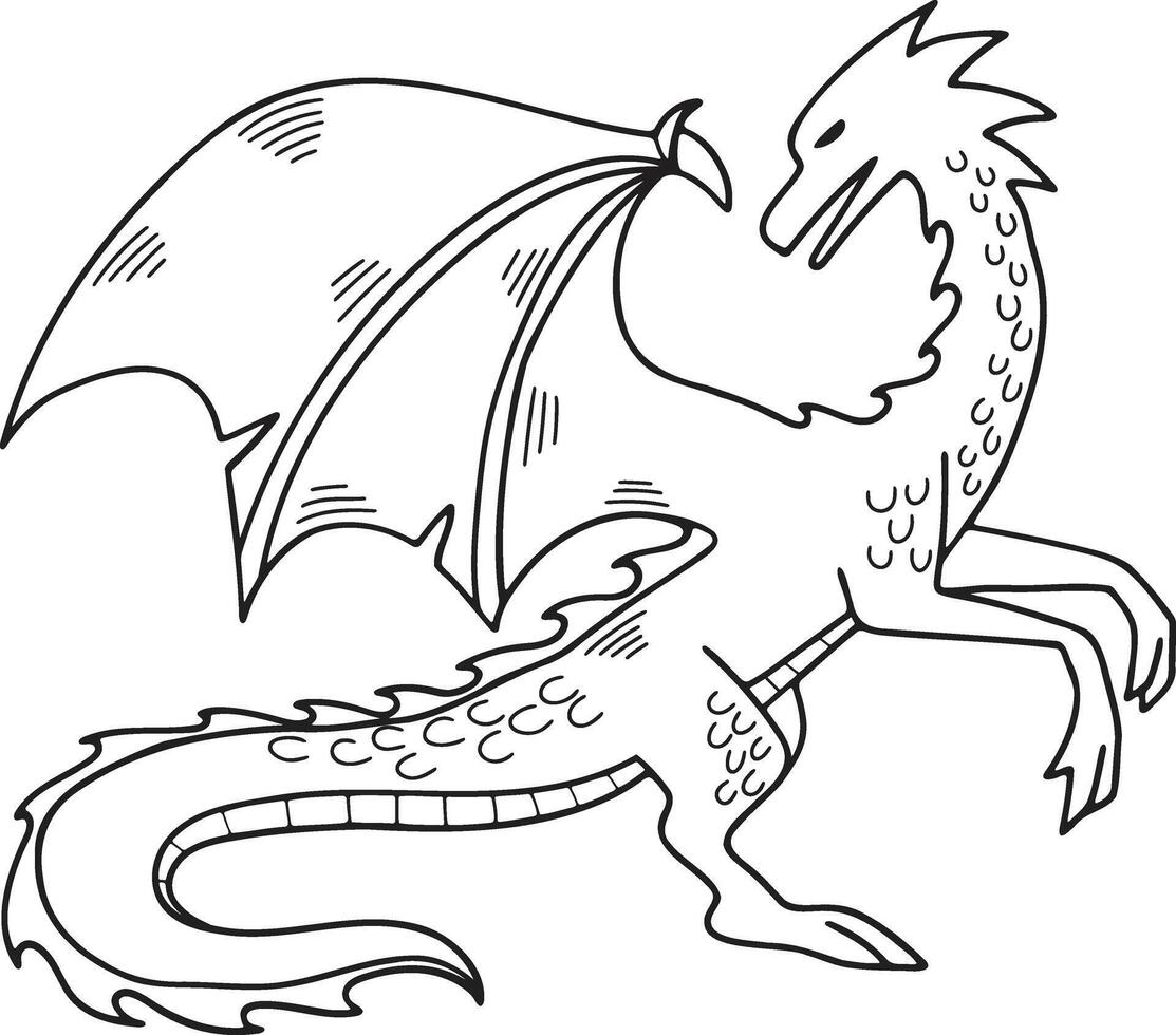 Hand Drawn dragon character in flat style vector
