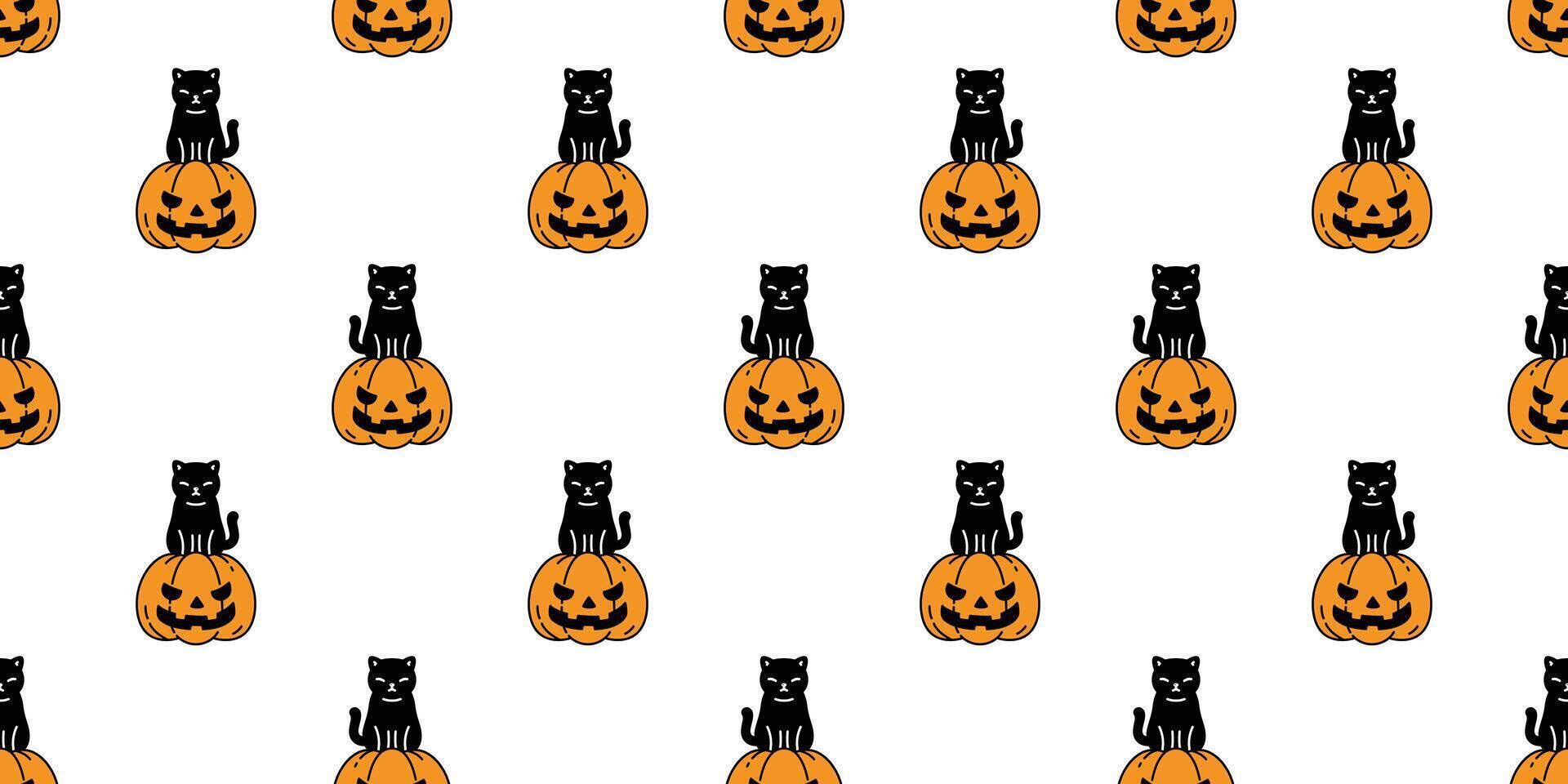 gato sin costura modelo Víspera de Todos los Santos calabaza gatito vector bufanda aislado repetir fondo de pantalla loseta antecedentes dibujos animados personaje garabatear ilustración diseño