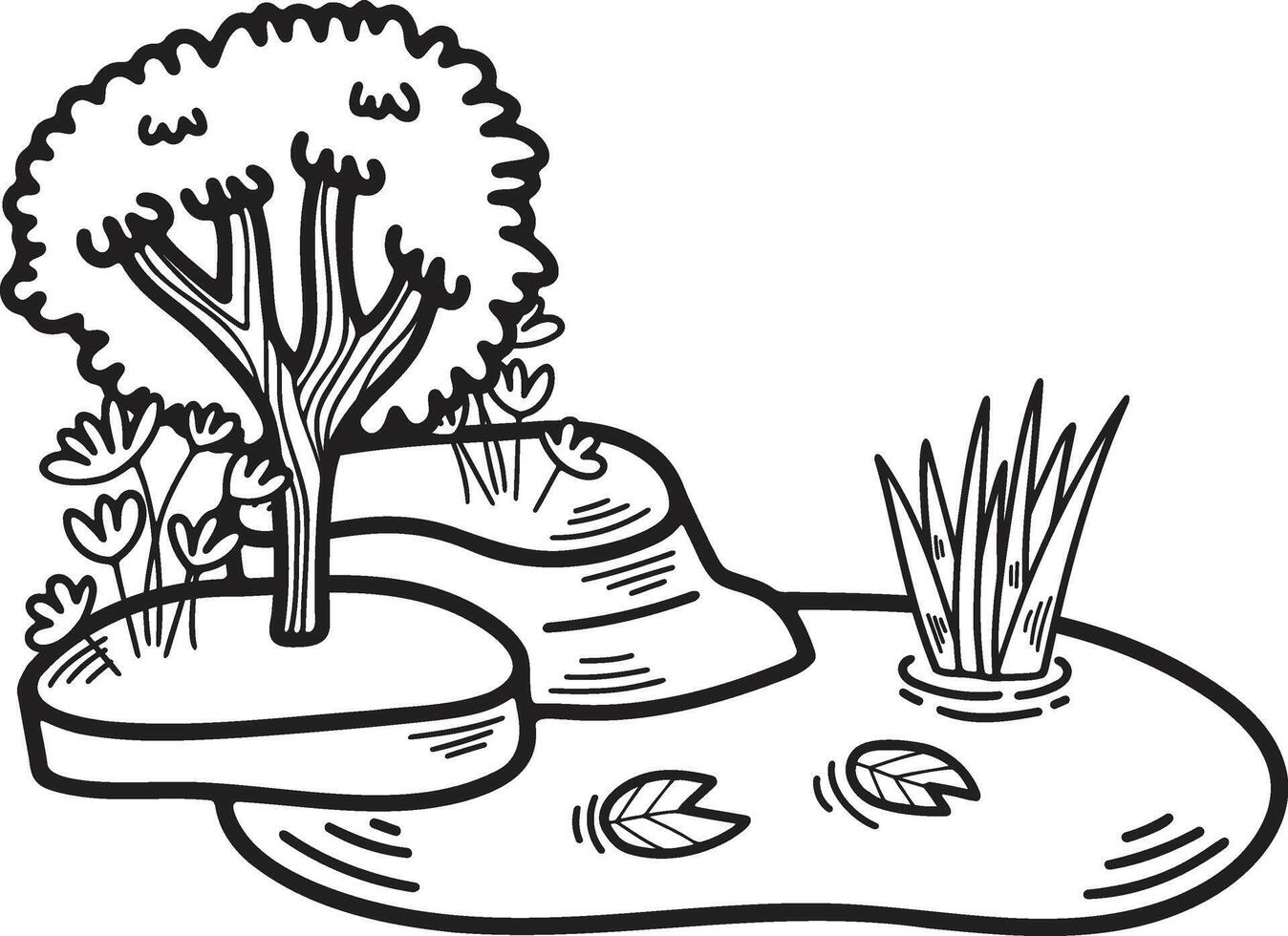 Hand Drawn natural island in flat style vector