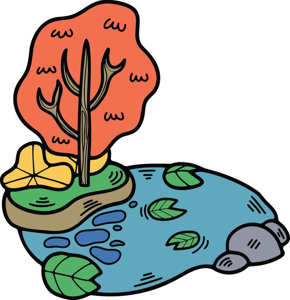 Hand Drawn natural island in flat style vector