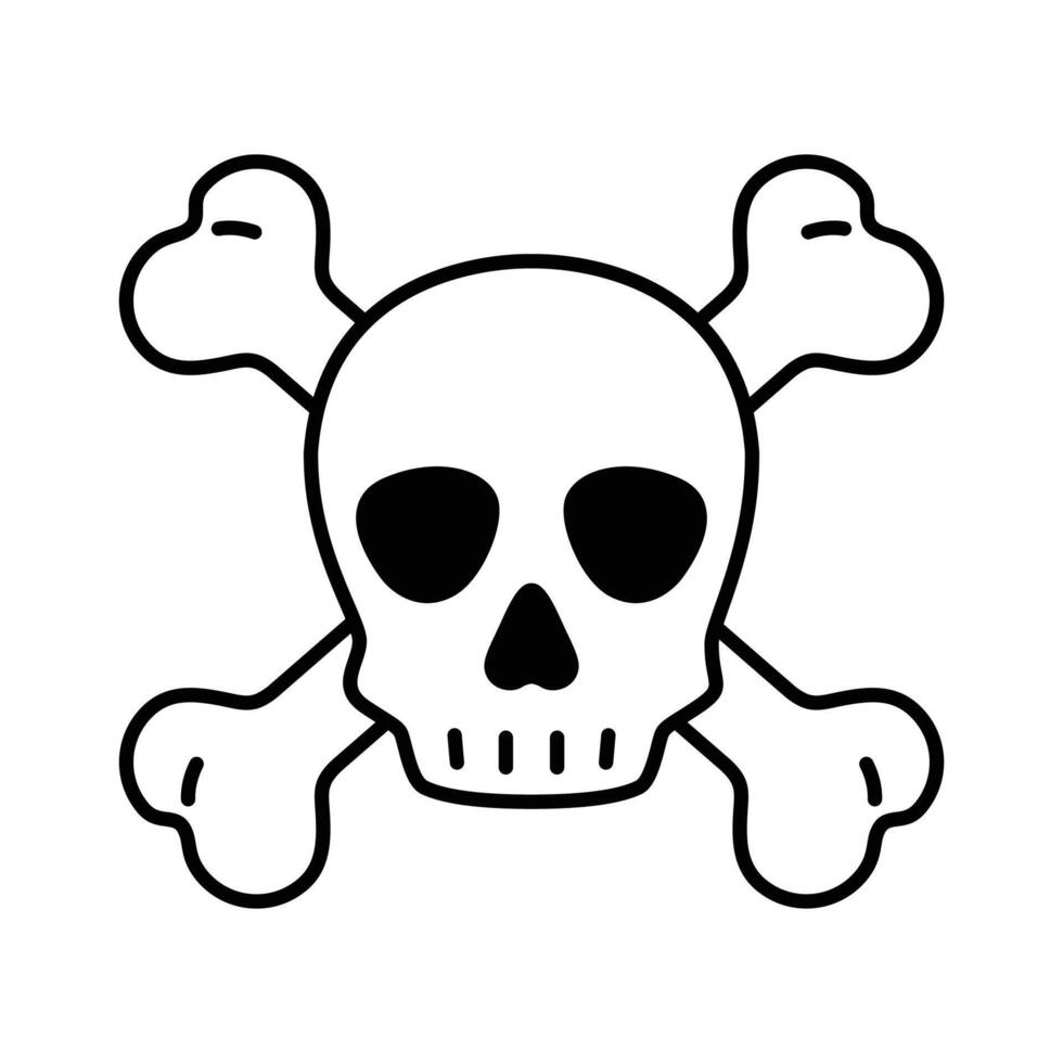 skull crossbones icon vector Halloween logo pirate symbol bone ghost head cartoon character illustration doodle design
