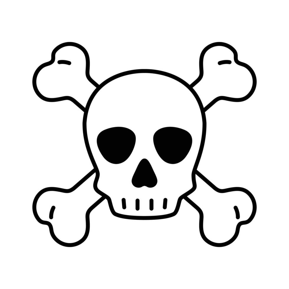 skull crossbones icon vector Halloween logo pirate symbol bone ghost head cartoon character illustration doodle design