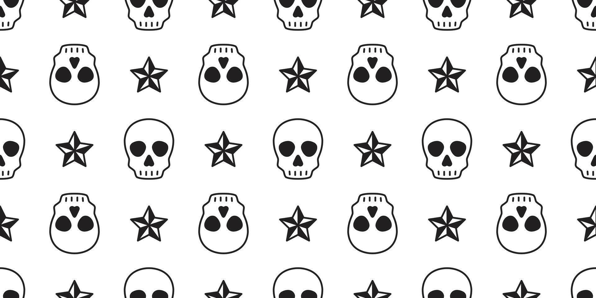 cráneo Víspera de Todos los Santos sin costura modelo vector crossbone fantasma pirata estrella icono bufanda aislado repetir fondo de pantalla loseta antecedentes dibujos animados garabatear ilustración diseño