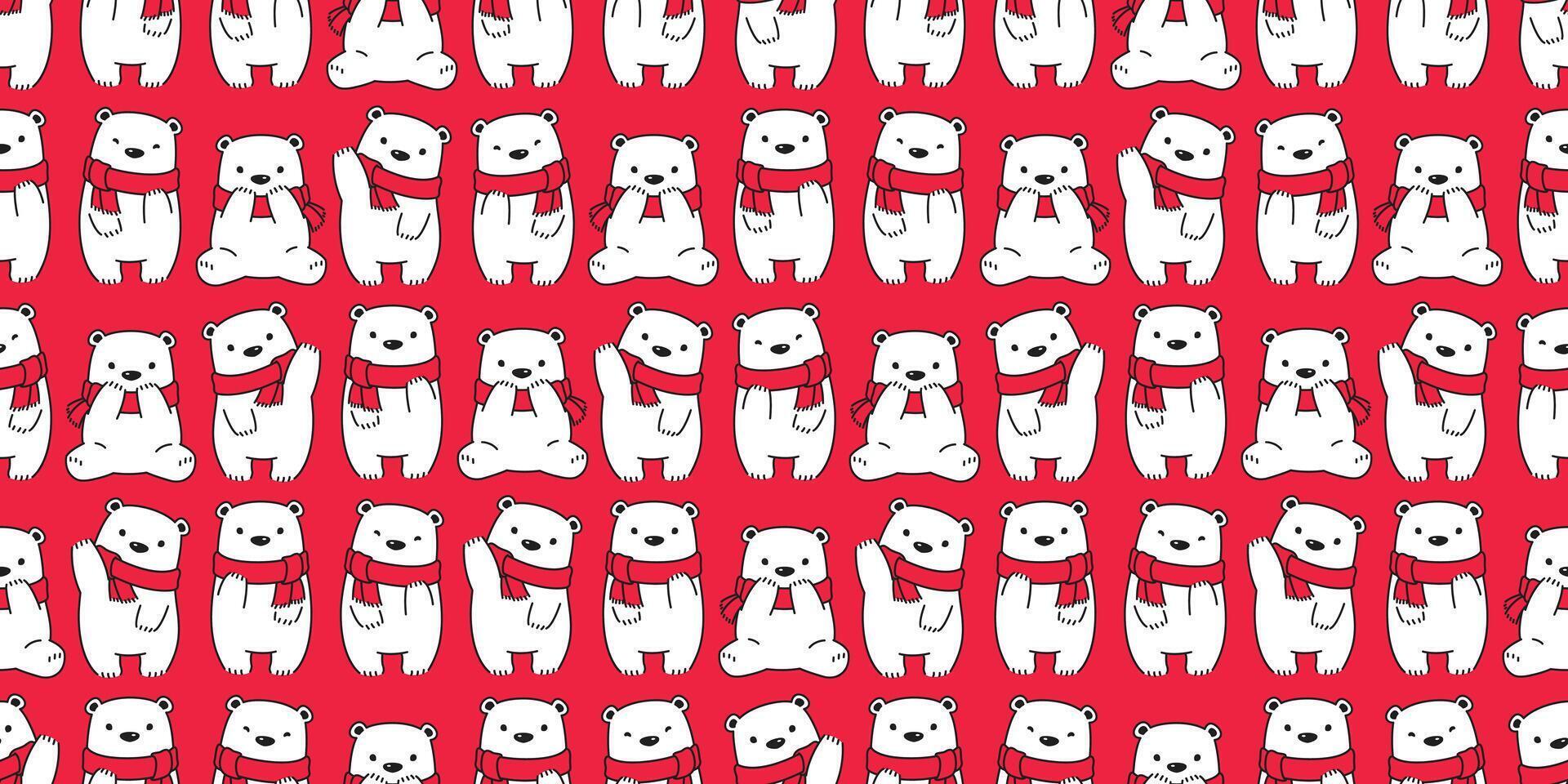 bear seamless pattern Christmas vector Santa Claus hat cartoon scarf isolated repeat wallpaper teddy tile background illustration doodle design