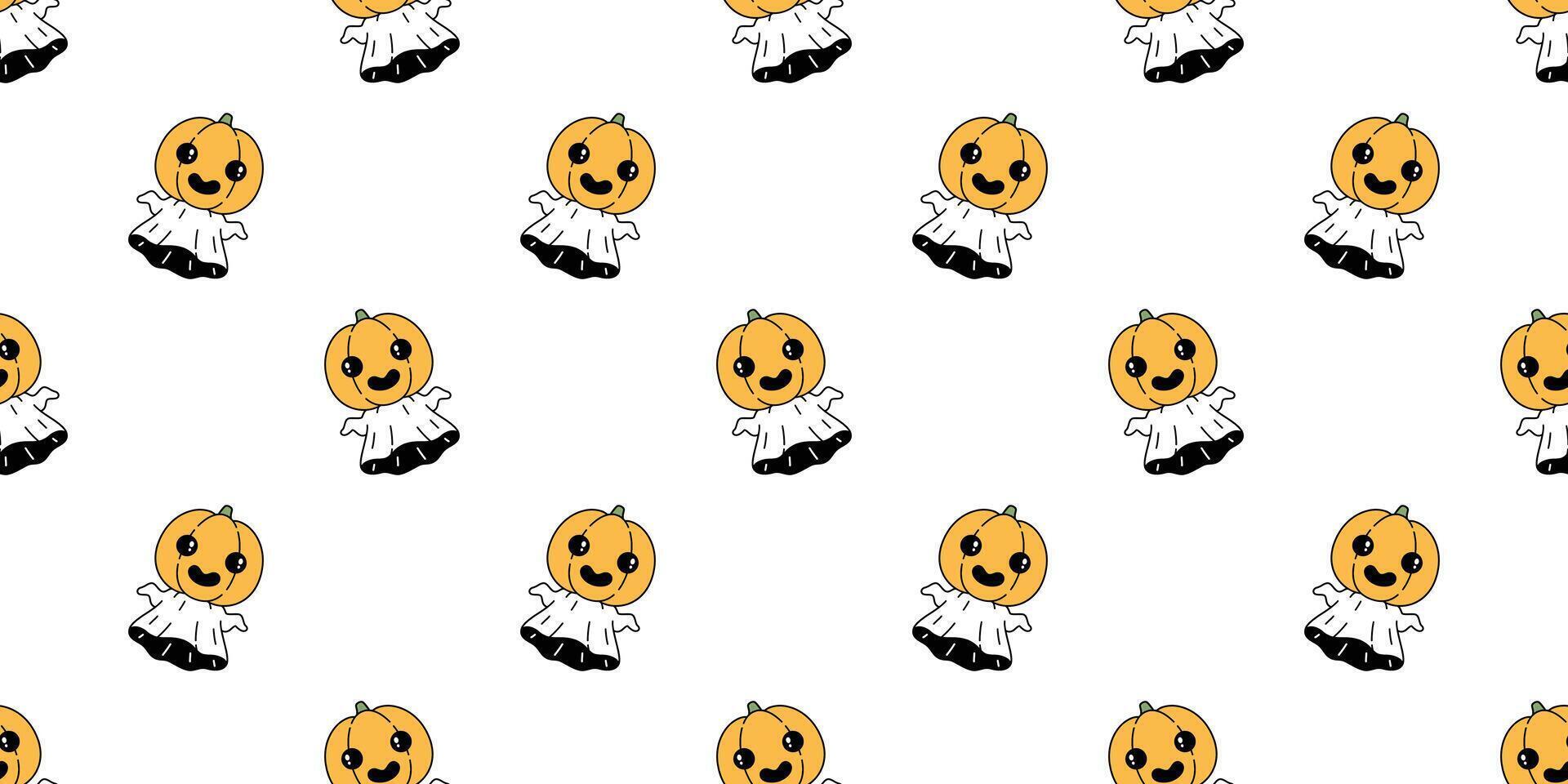 Ghost seamless pattern Halloween spooky pumpkin flying cartoon vector scarf isolated repeat wallpaper tile background devil evil doodle gift wrap paper illustration design
