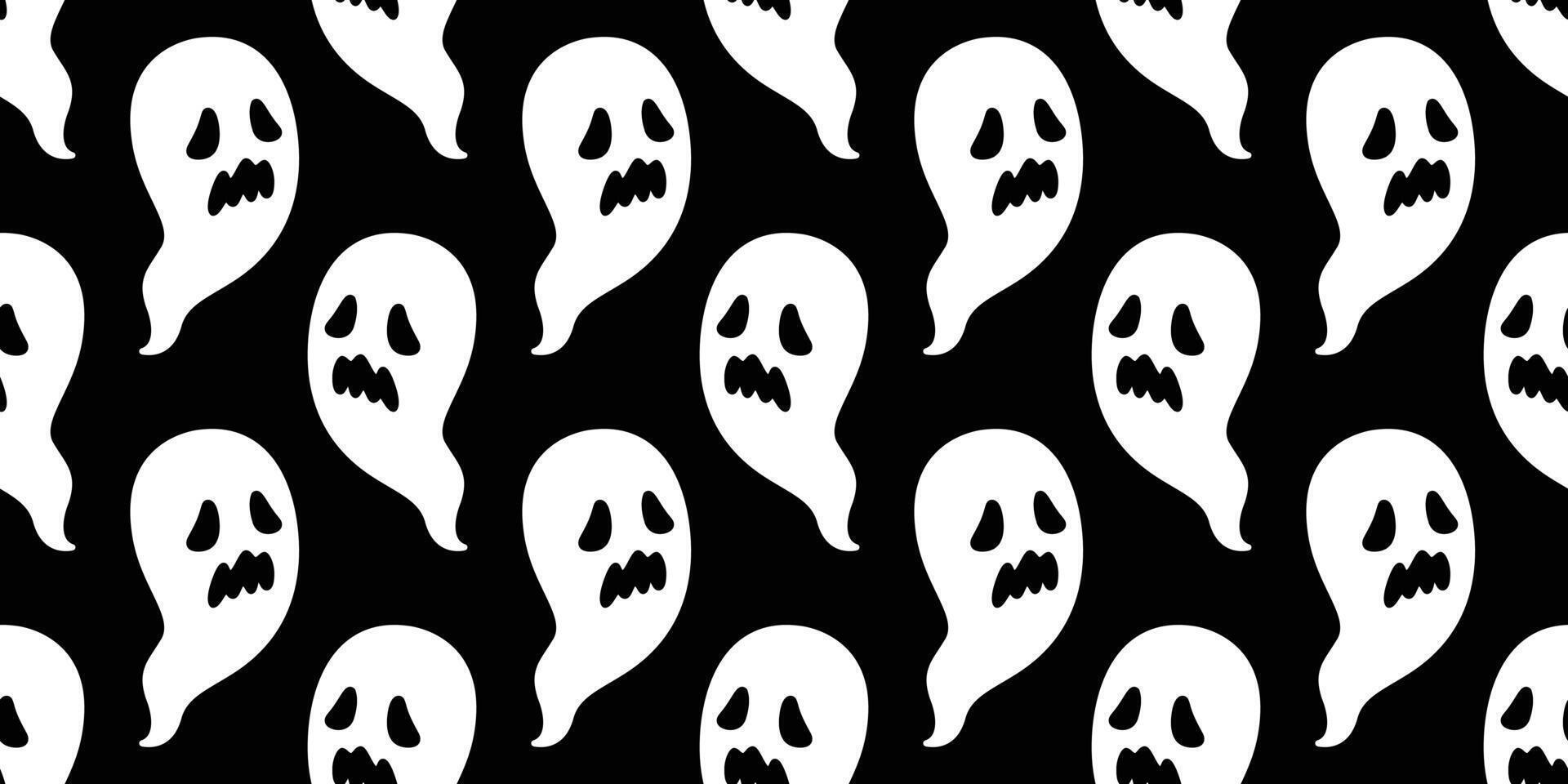 Ghost seamless pattern Halloween spooky vector scarf isolated repeat wallpaper tile background devil evil cartoon doodle illustration gift wrap paper black design