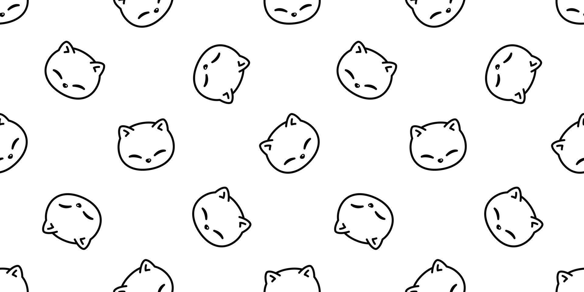 cat seamless pattern kitten calico vector pet head face scarf isolated repeat background cartoon animal tile wallpaper illustration doodle white design