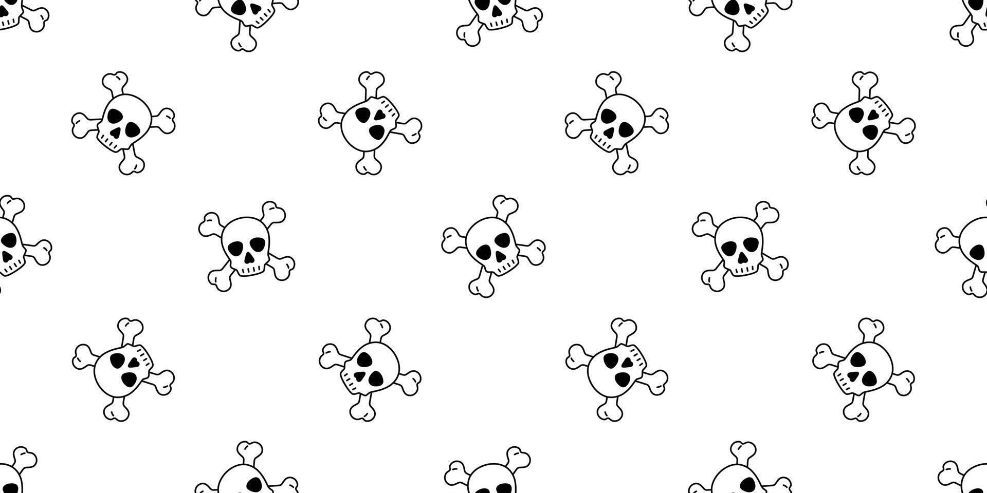 skull Halloween seamless pattern crossbones pirate vector symbol ghost scarf isolated repeat wallpaper tile background cartoon doodle illustration white design