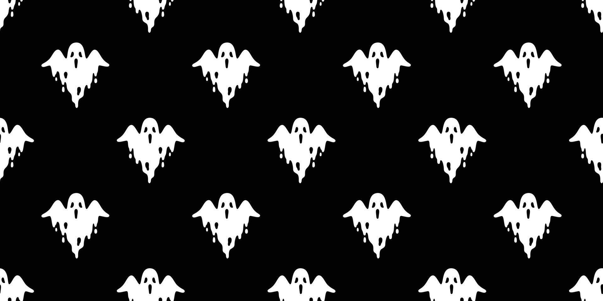 Ghost seamless pattern Halloween spooky vector fly scarf isolated repeat wallpaper tile background devil evil cartoon doodle illustration gift wrap paper black design