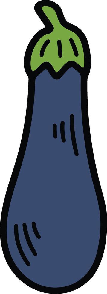 Hand Drawn eggplant in flat style vector