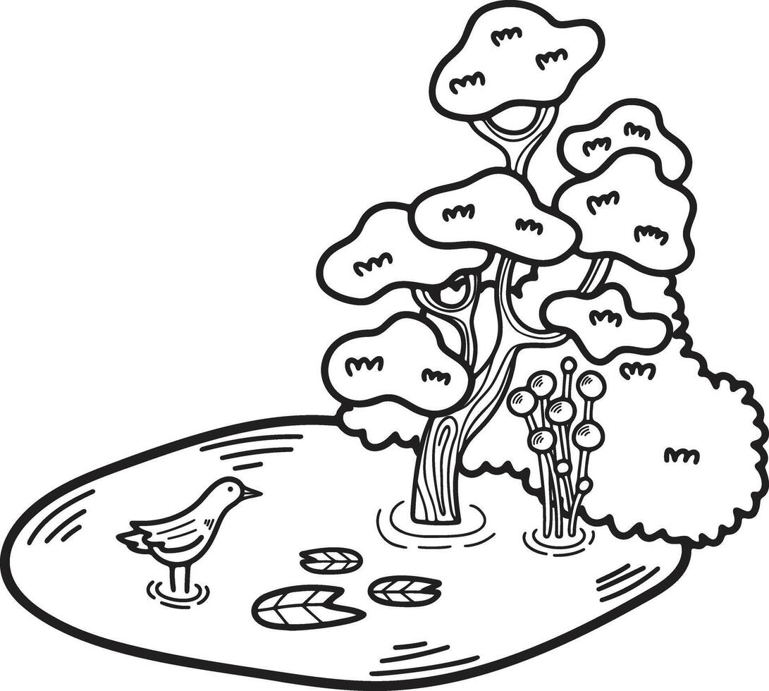 Hand Drawn natural island in flat style vector