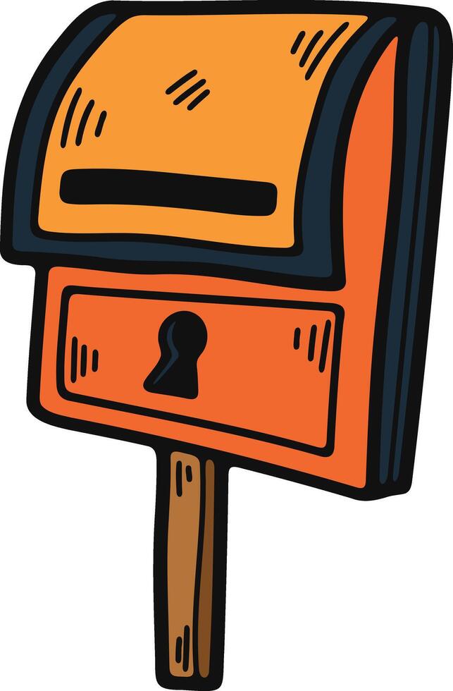 Hand Drawn vintage postal box in flat style vector