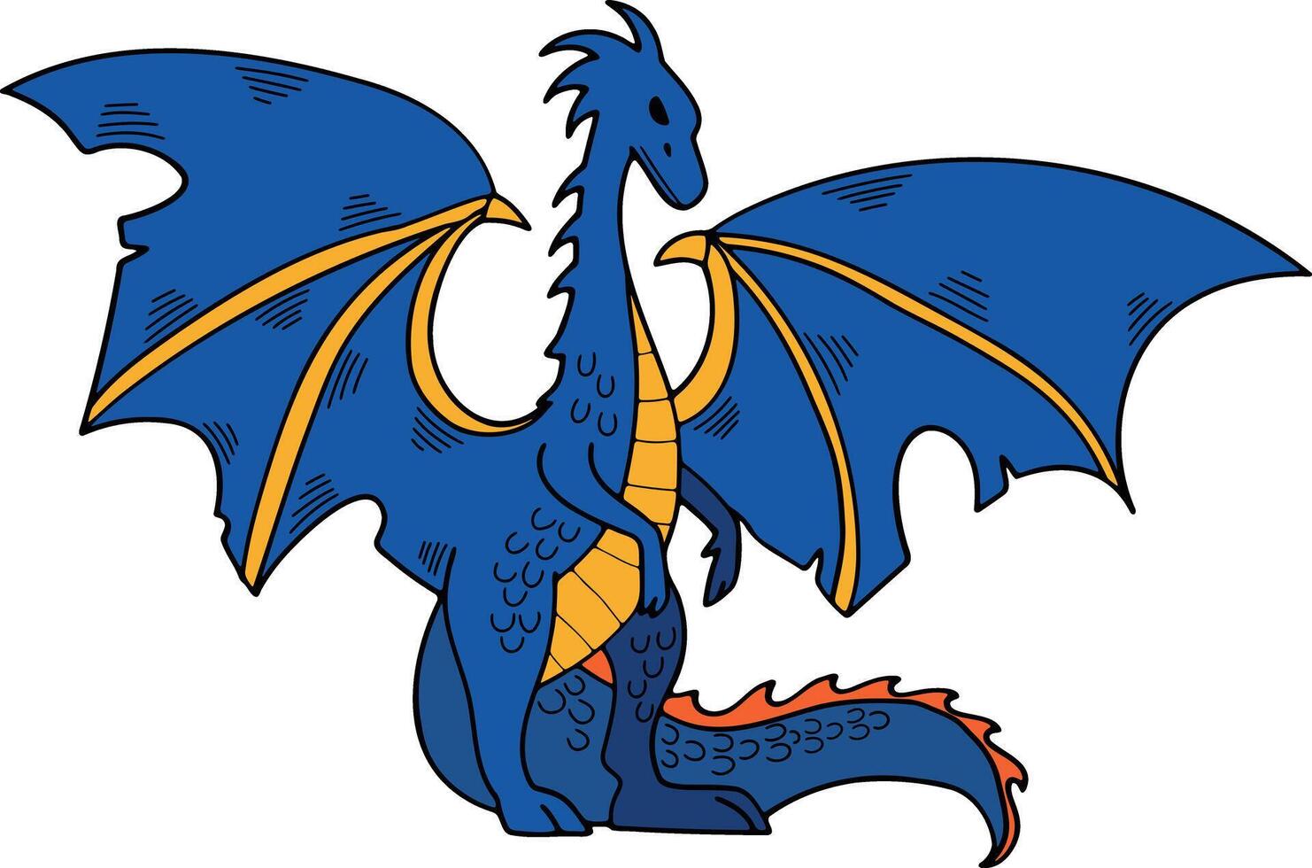 Hand Drawn dragon character in flat style vector