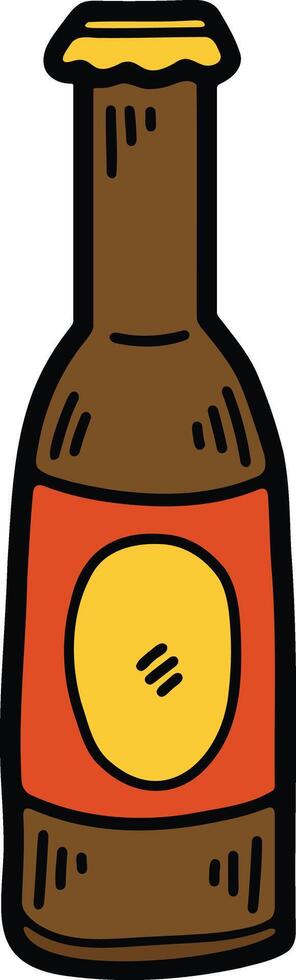 Hand Drawn beer bottle in flat style vector