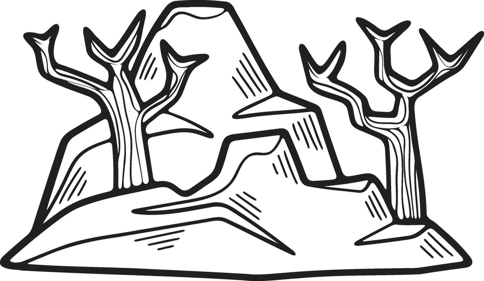 Hand Drawn natural island in flat style vector