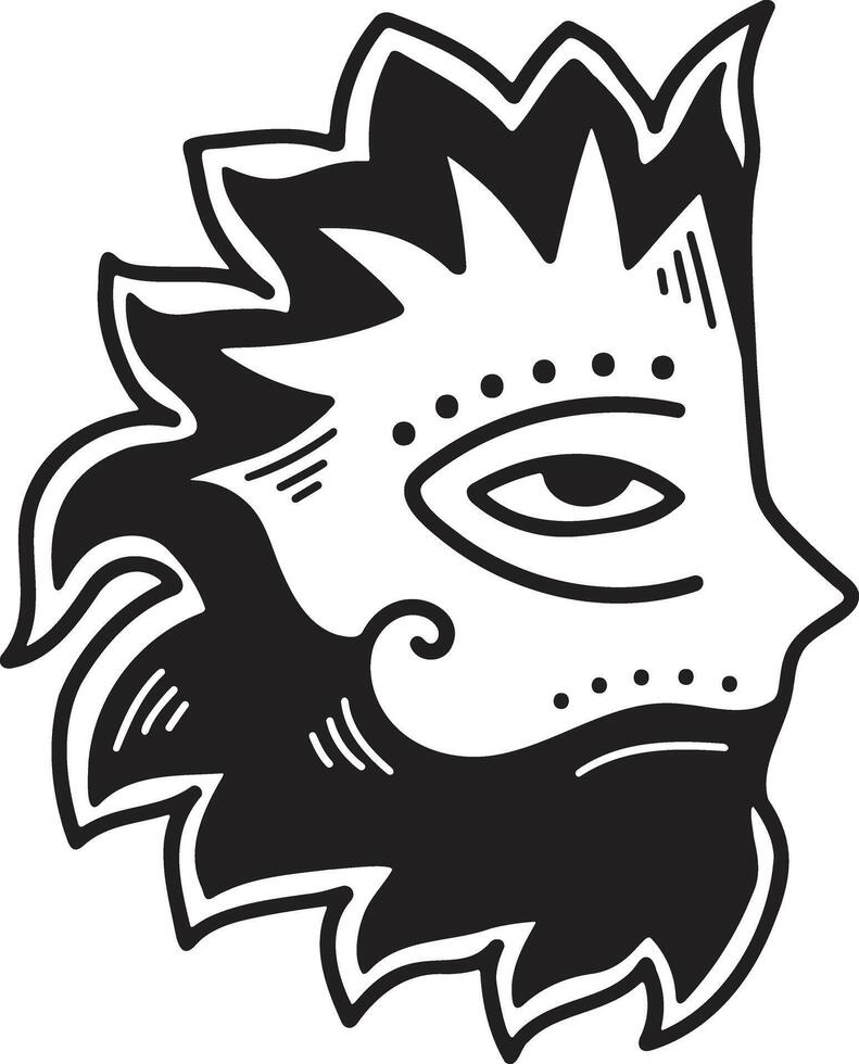 mano dibujado tribal máscara en plano estilo vector