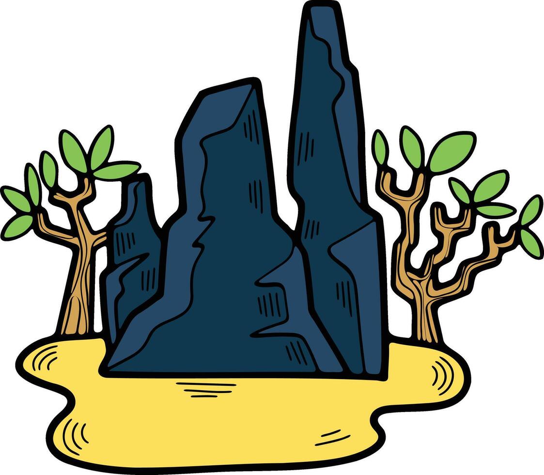 Hand Drawn natural island in flat style vector