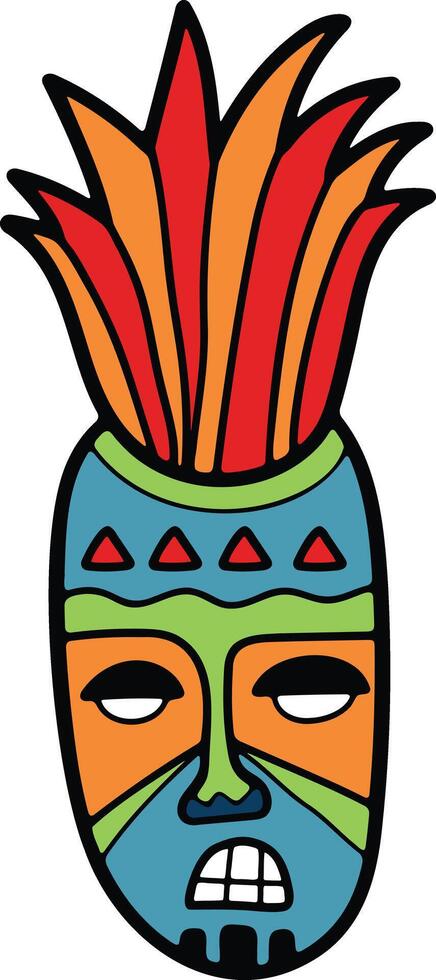 Hand Drawn tribal mask in flat style vector