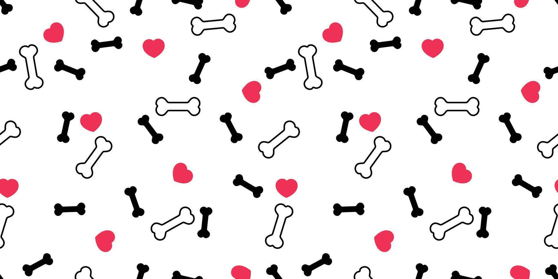 Dog bone seamless pattern vector heart valentine pet food french bulldog cartoon repeat wallpaper scarf isolated tile background illustration doodle design