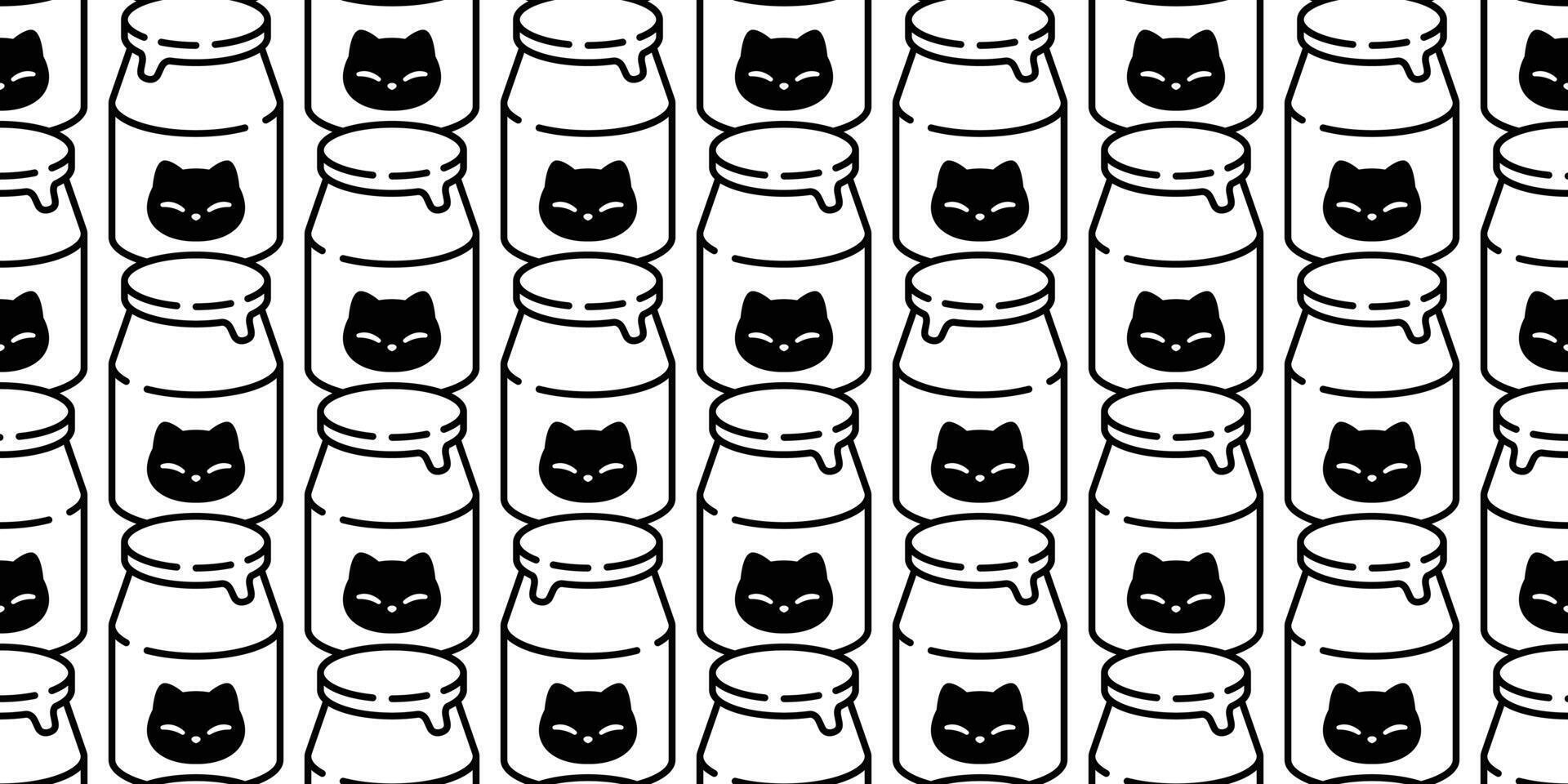 gato sin costura modelo Leche botella gatito comida calicó vector mascota bufanda aislado repetir antecedentes loseta fondo de pantalla dibujos animados animal ilustración garabatear diseño