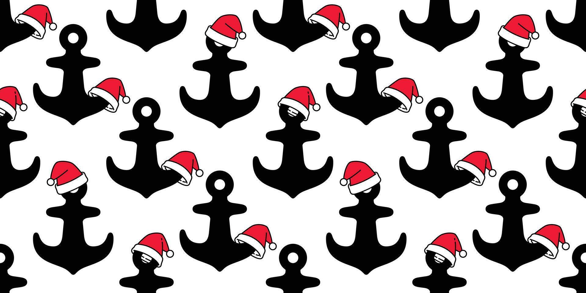 Anchor vector christmas santa claus hat icon logo helm boat symbol pirate Nautical maritime cartoon simple illustration doodle graphic design