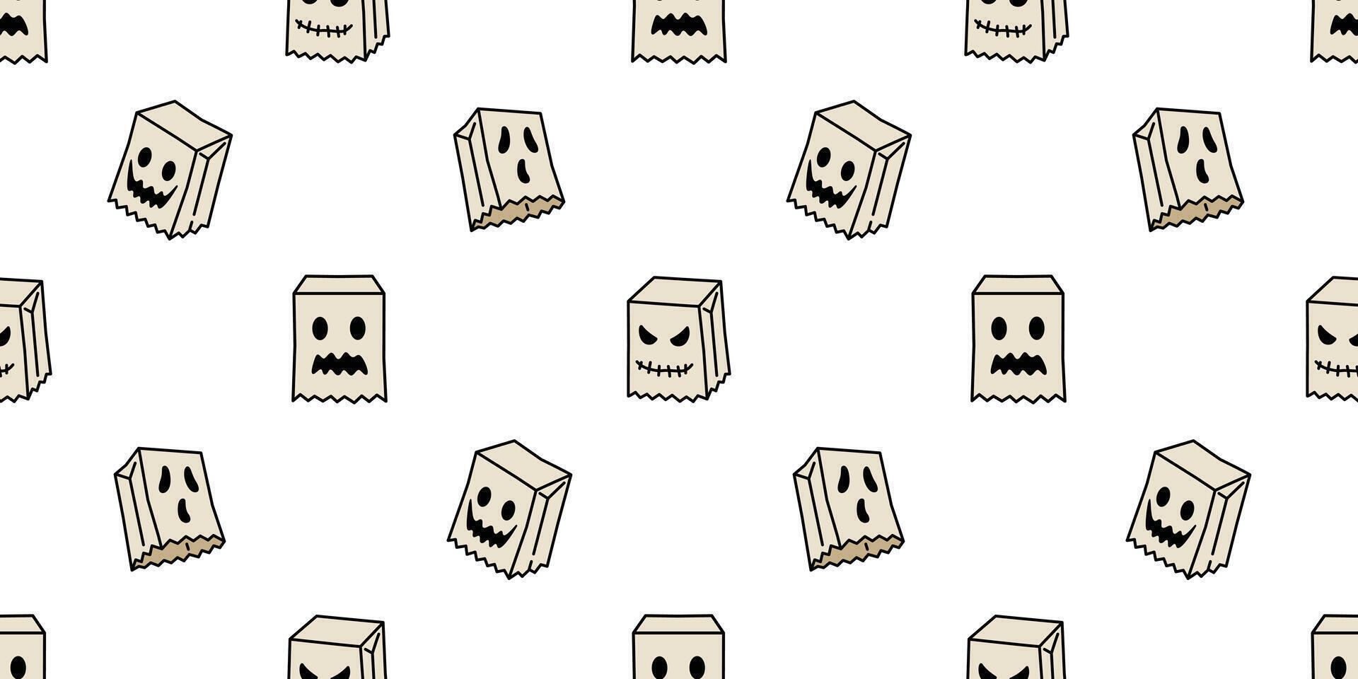 fantasma sin costura modelo Víspera de Todos los Santos escalofriante dibujos animados vector papel bolso loseta antecedentes bufanda aislado repetir fondo de pantalla mal diablo garabatear ilustración regalo envolver papel diseño