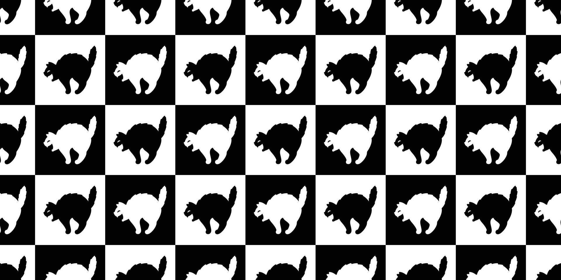 cat seamless pattern Halloween kitten vector black calico checked scarf isolated repeat wallpaper tile background cartoon character doodle illustration design