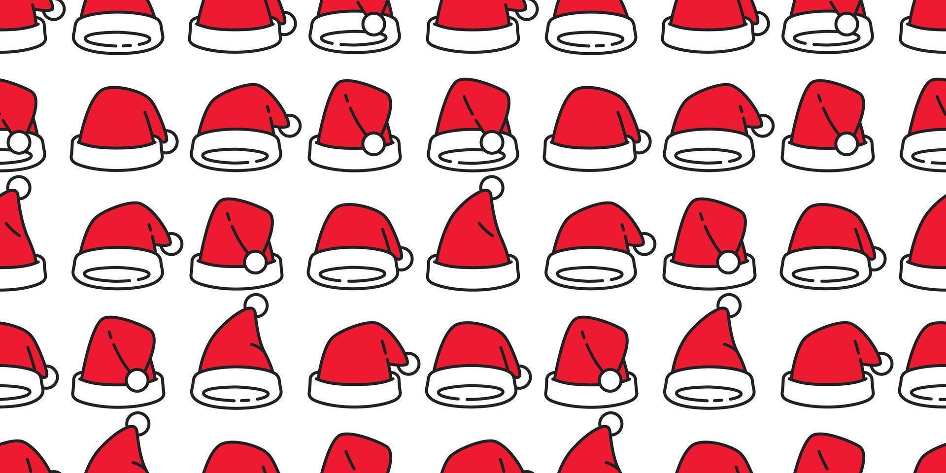 Christmas seamless pattern vector Santa Claus hat scarf isolated gift wrap paper repeat wallpaper tile background illustration doodle design