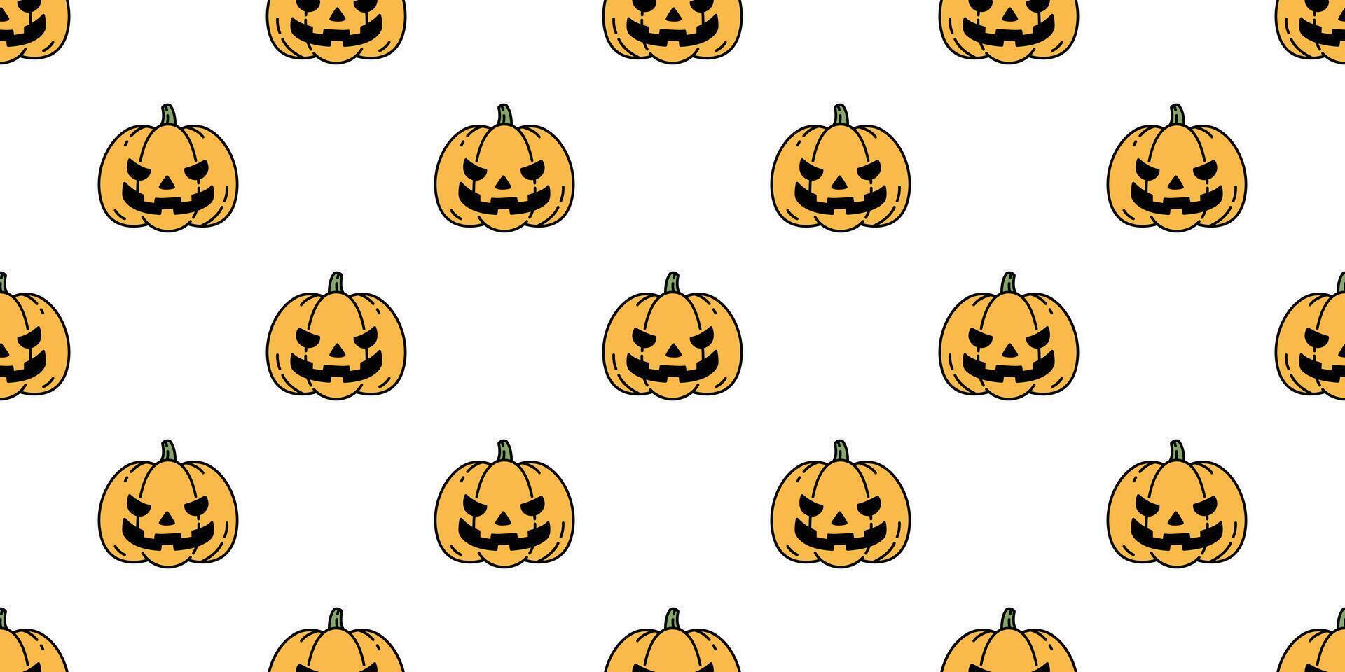 pumpkin Halloween seamless pattern vector cartoon ghost scarf isolated repeat wallpaper tile background illustration icon symbol doodle design