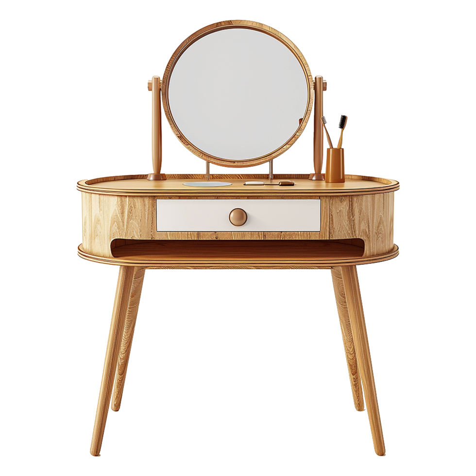 AI generated Wooden dressing table isolated on transparent background png