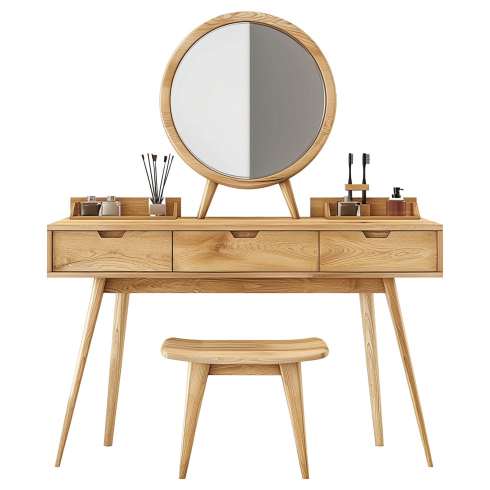 AI generated Wooden dressing table isolated on transparent background png