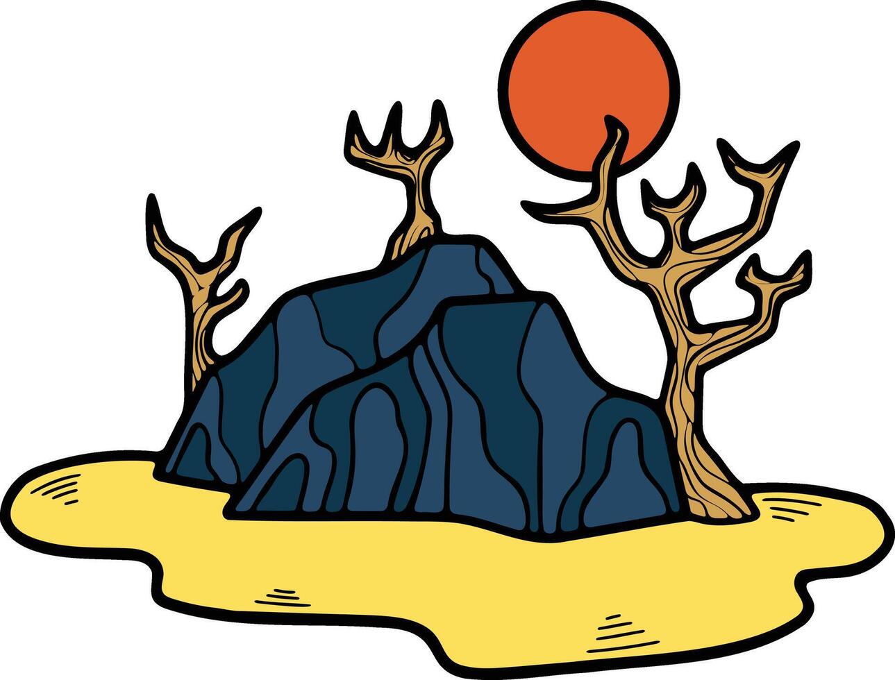 Hand Drawn natural island in flat style vector