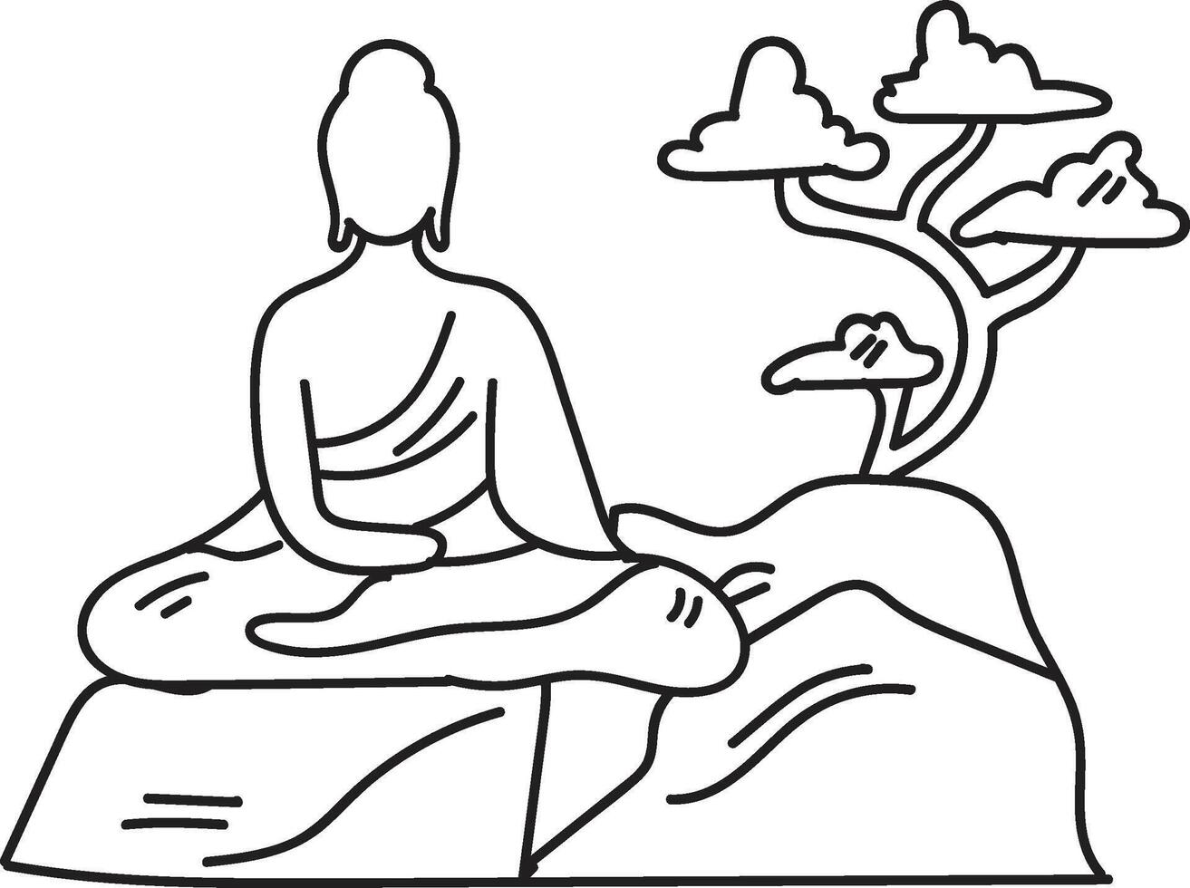 Hand Drawn Buddha sculpture in flat style vector