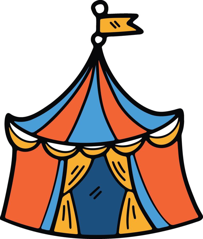 Hand Drawn Carnival tent in flat style vector