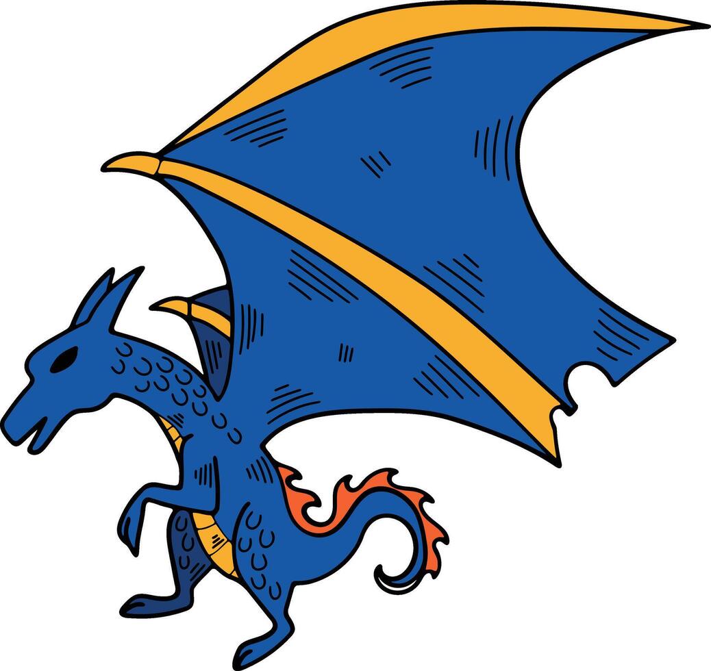 Hand Drawn dragon character in flat style vector