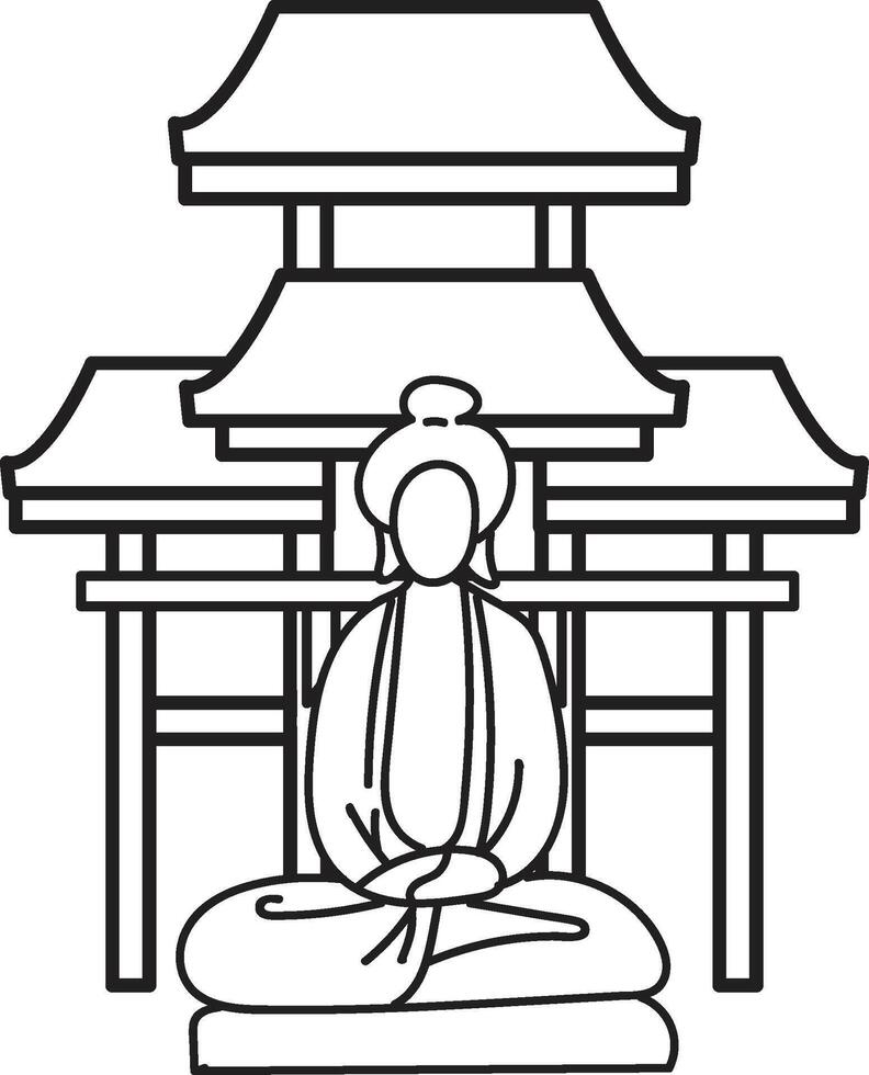 Hand Drawn Buddha sculpture in flat style vector