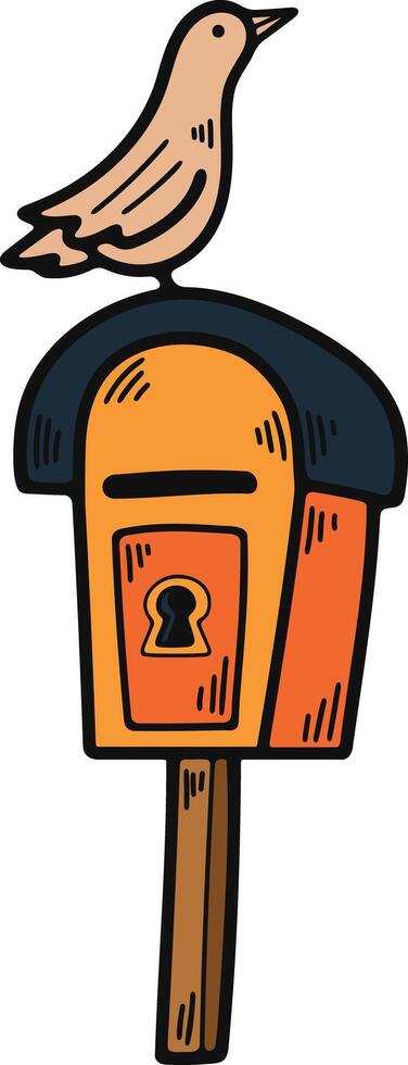 Hand Drawn vintage postal box in flat style vector