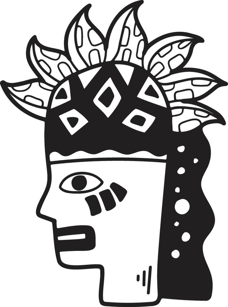 Hand Drawn tribal mask in flat style vector