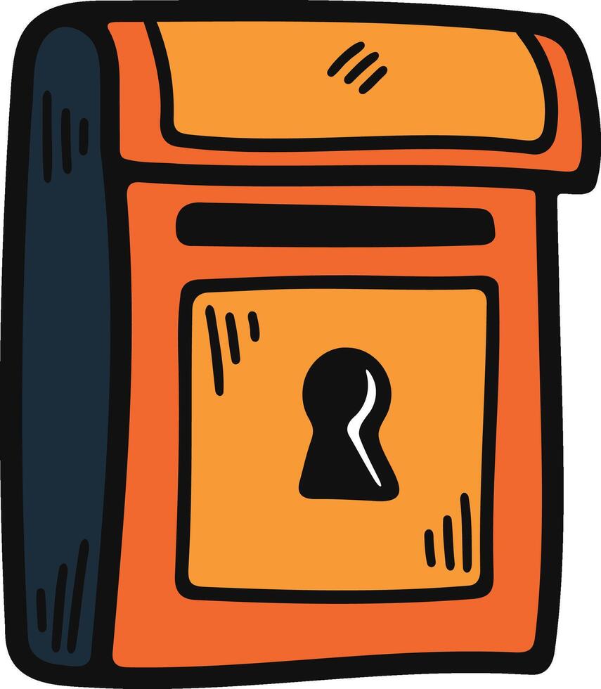 Hand Drawn vintage postal box in flat style vector