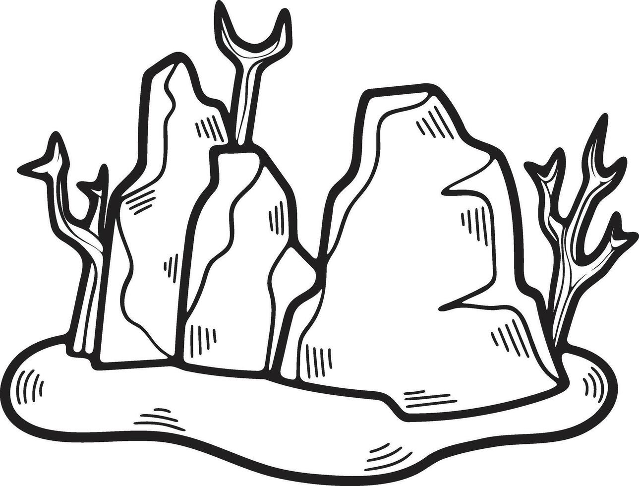 Hand Drawn natural island in flat style vector