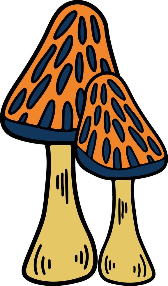 Hand Drawn Mushrooms or poisonous mushrooms in flat style vector