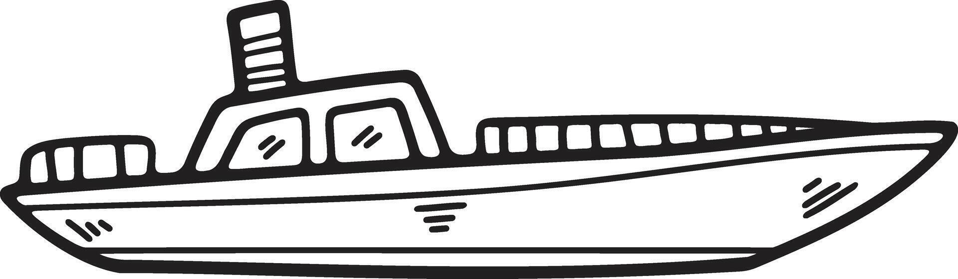 Hand Drawn Yacht or private boat in flat style vector