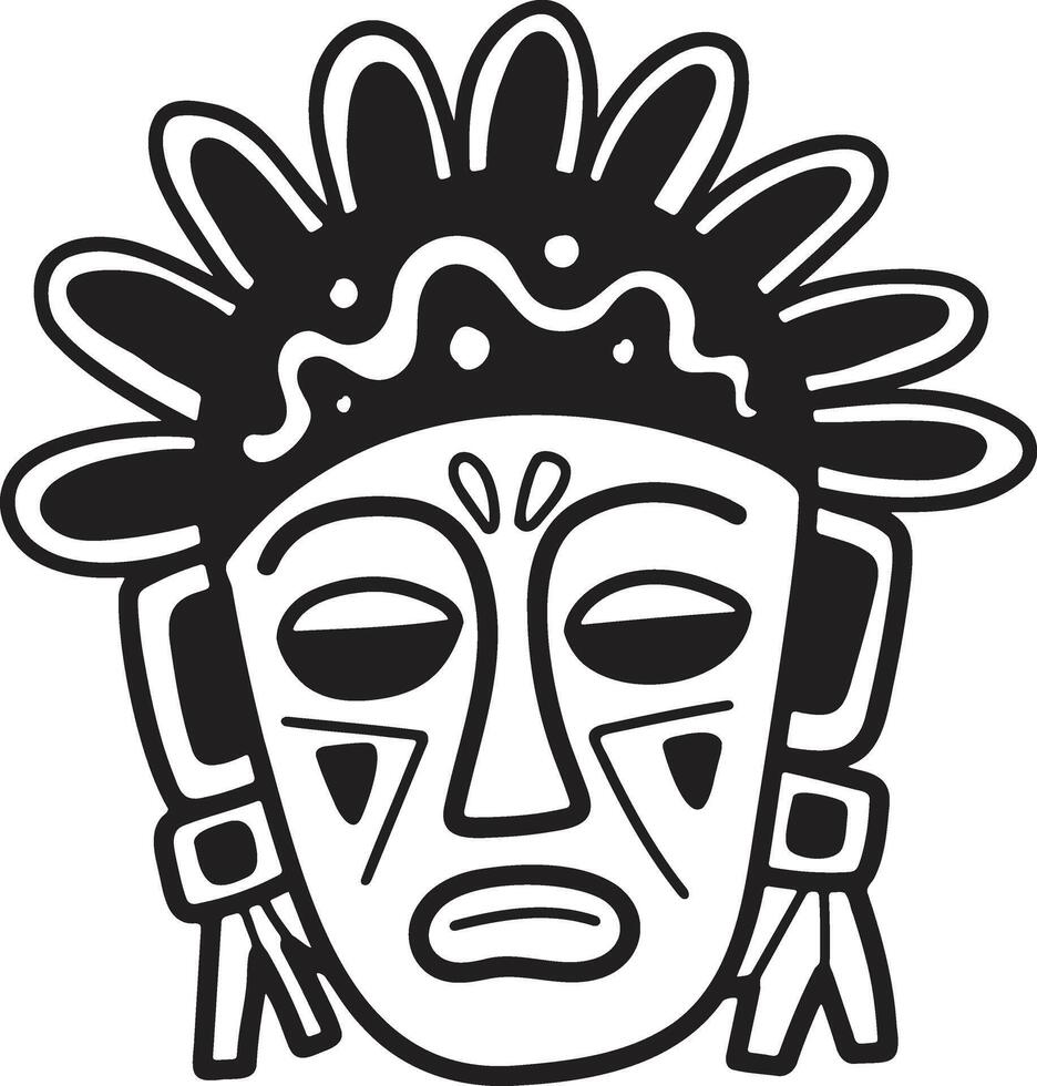 mano dibujado tribal máscara en plano estilo vector