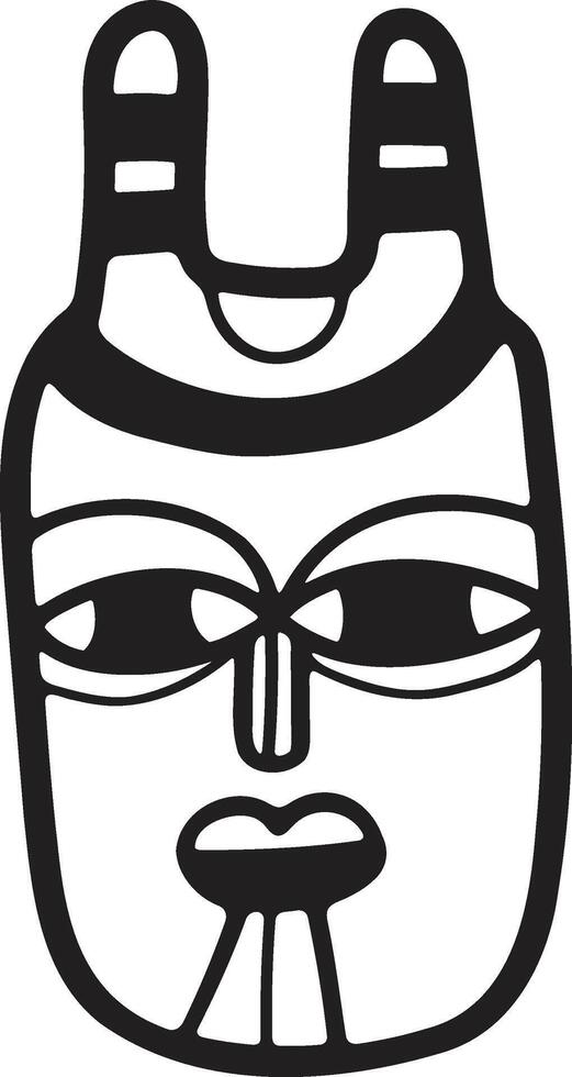 Hand Drawn tribal mask in flat style vector