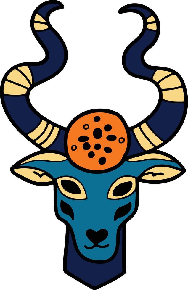 Hand Drawn zodiac mask in flat style vector