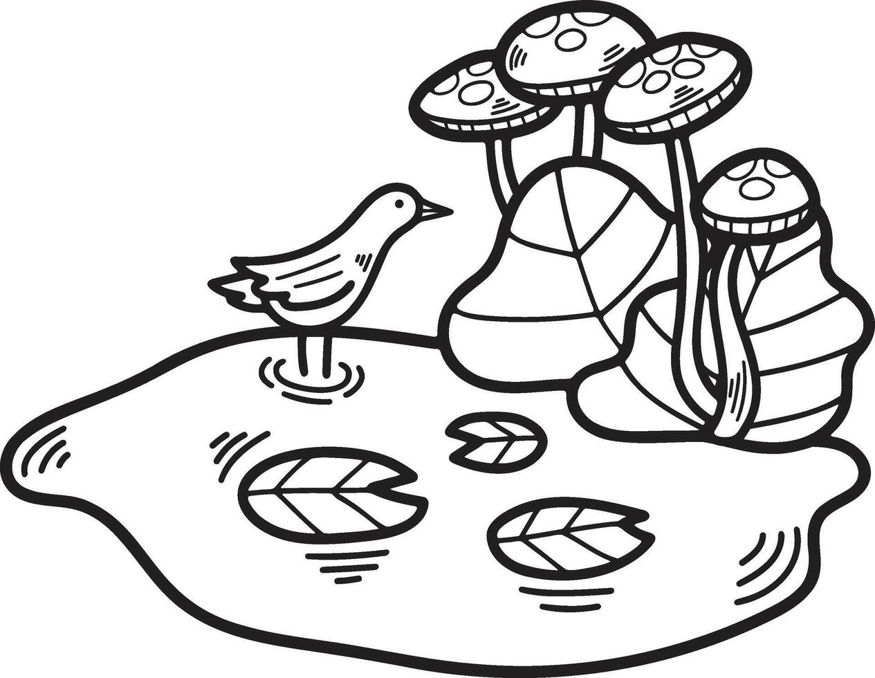 Hand Drawn natural island in flat style vector