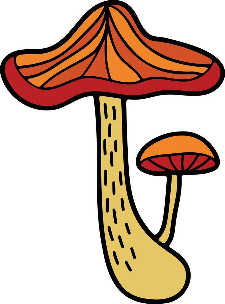 Hand Drawn Mushrooms or poisonous mushrooms in flat style vector