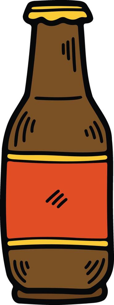 Hand Drawn beer bottle in flat style vector