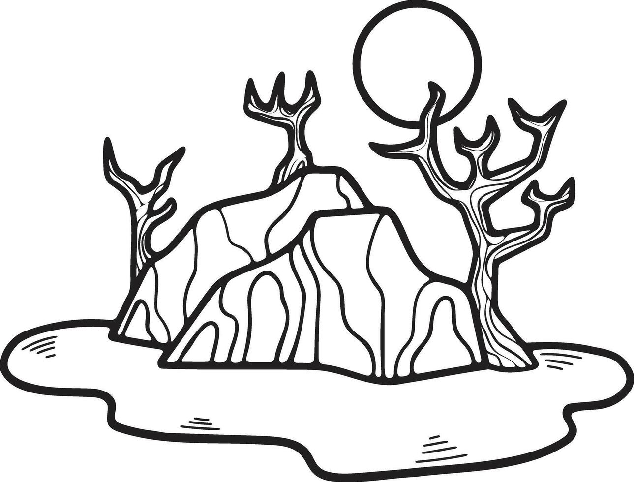 Hand Drawn natural island in flat style vector